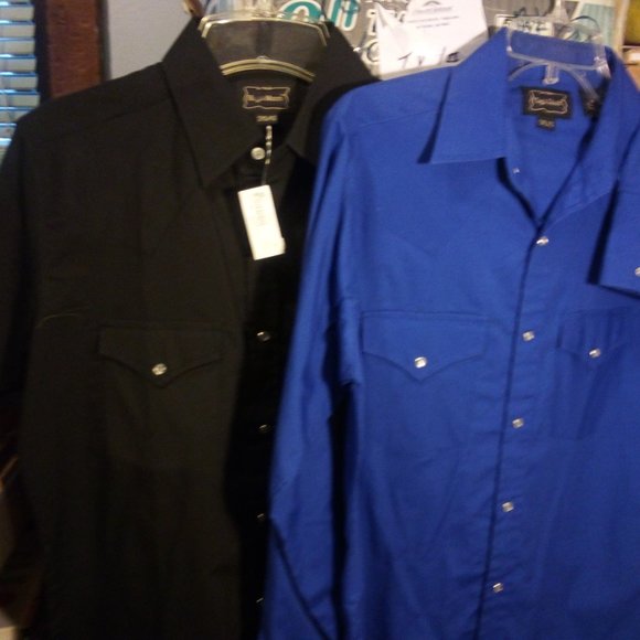 2 HIGH NOON WESTERN SNAP DRESS SHIRTS SZ SM. - 1 SS AND 1 LS BOTH NEW - Picture 1 of 5